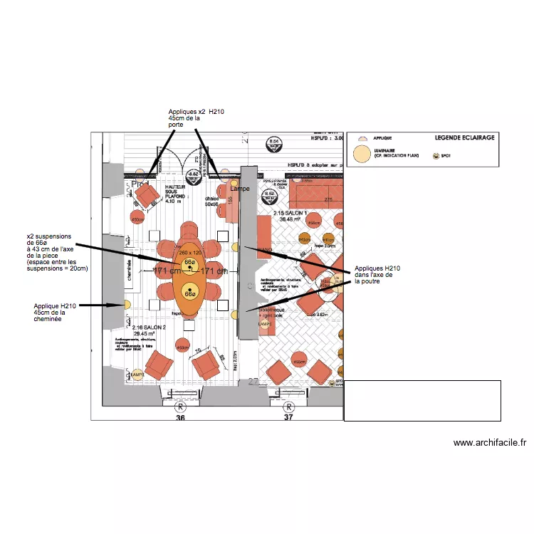 Salon 2 RDC. Plan de 