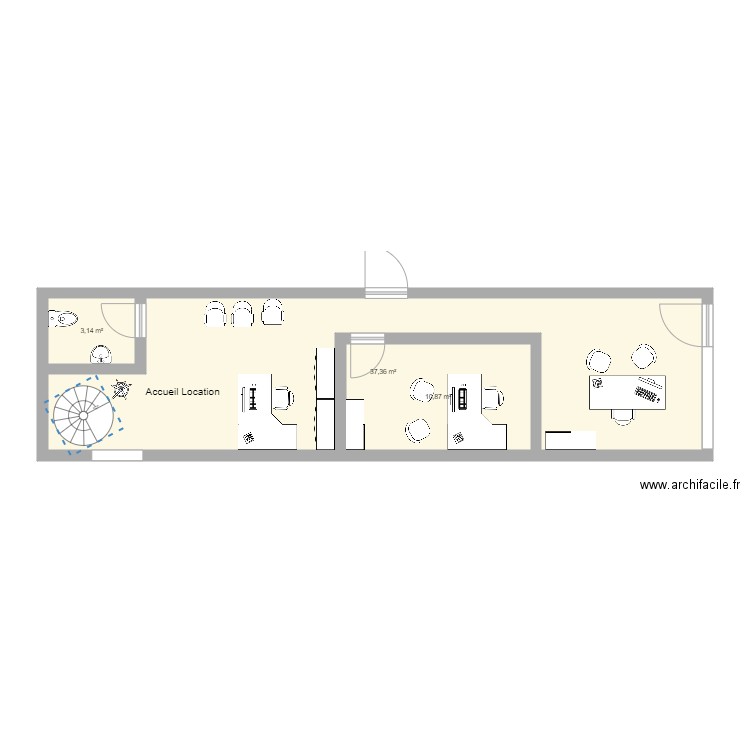 amenagement agence 3 VH dédié location. Plan de 0 pièce et 0 m2