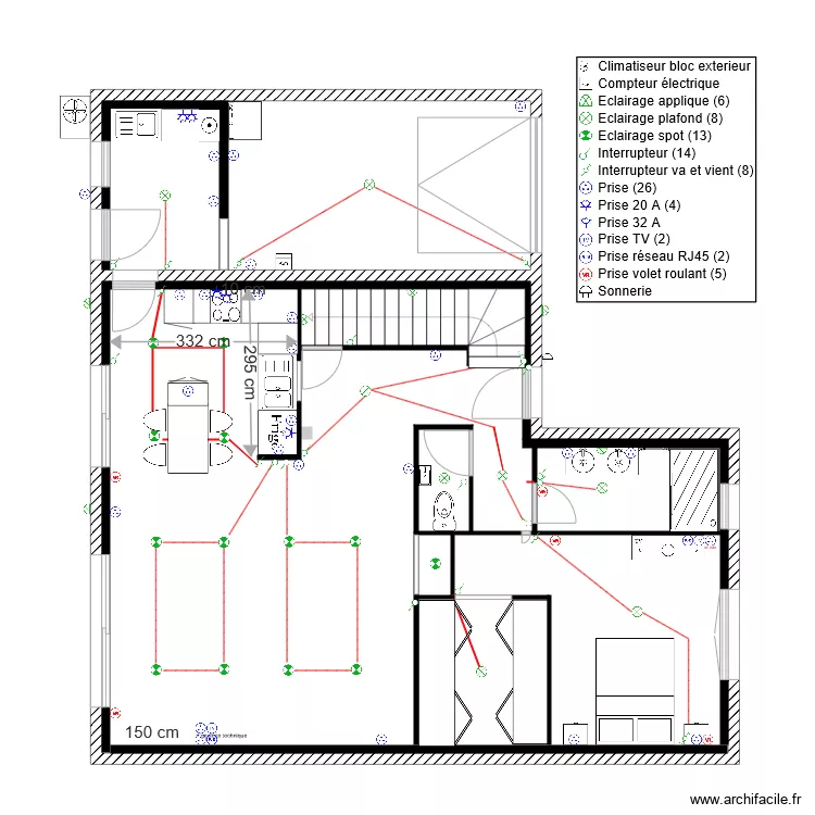 Rez de chaussée electricite. Plan de Rez de chaussée electricite. Plan de