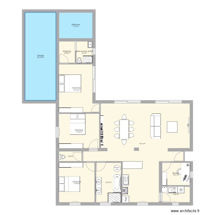 Maison V02 - Essai 4. Plan de 12 pièces et 146 m2