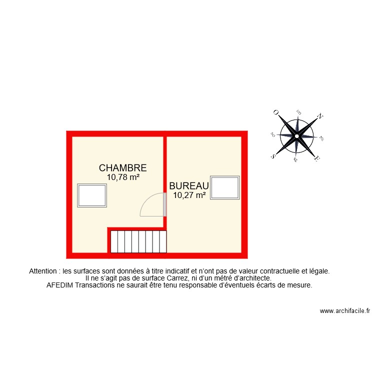 BI 7824 ETAGE . Plan de 3 pièces et 22 m2