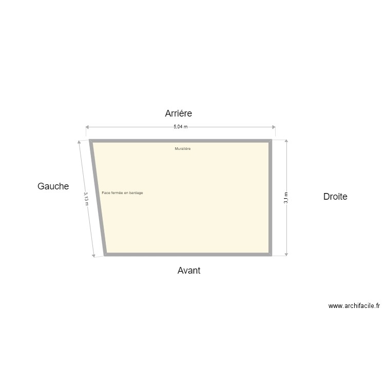 campo. Plan de 1 pièce et 13 m2