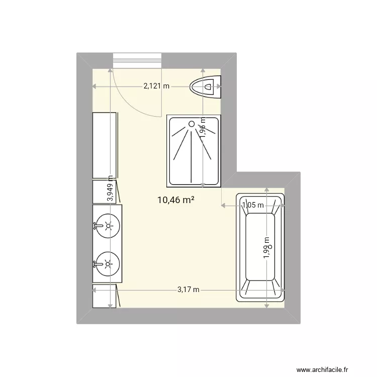 Salle de bain. Plan de 