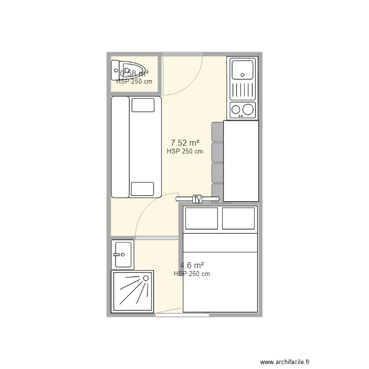 studio 1. Plan de 0 pièce et 0 m2