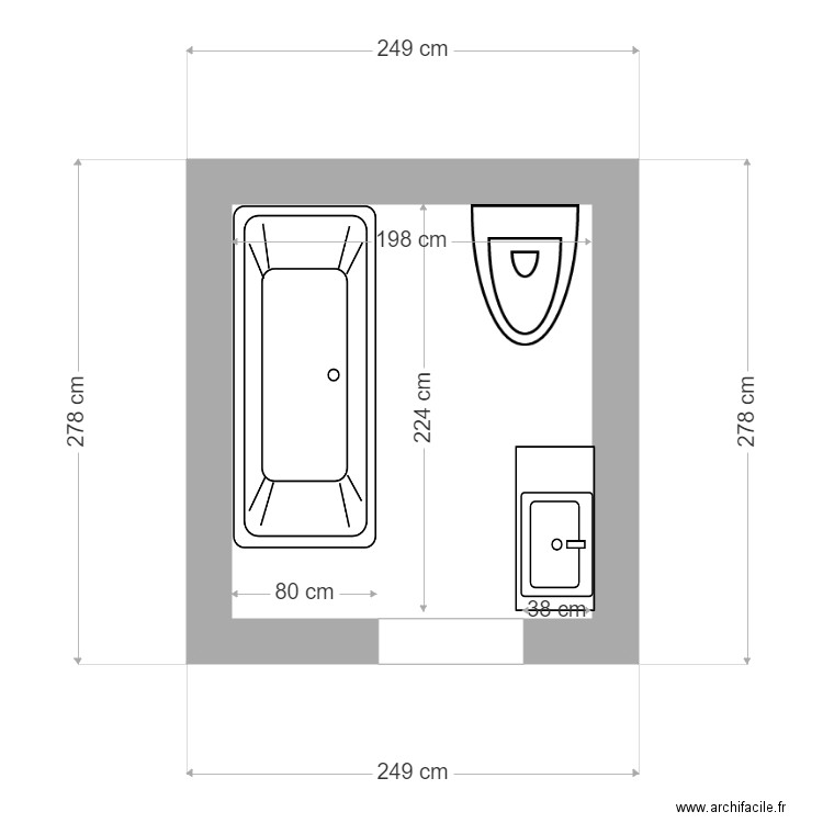 flo salle de bain. Plan de 1 pièce et 5 m2