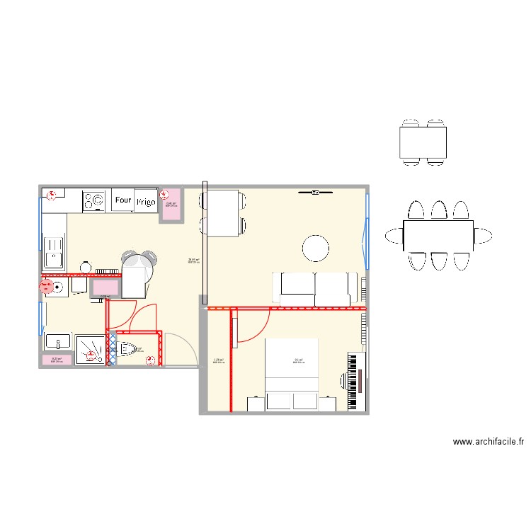 Saint-François_V Bis Meublé 5_Variante 2_20220912. Plan de 8 pièces et 42 m2