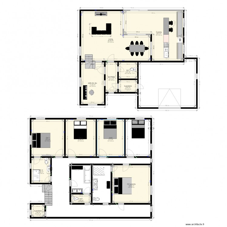 Living cuisine. Plan de 0 pièce et 0 m2