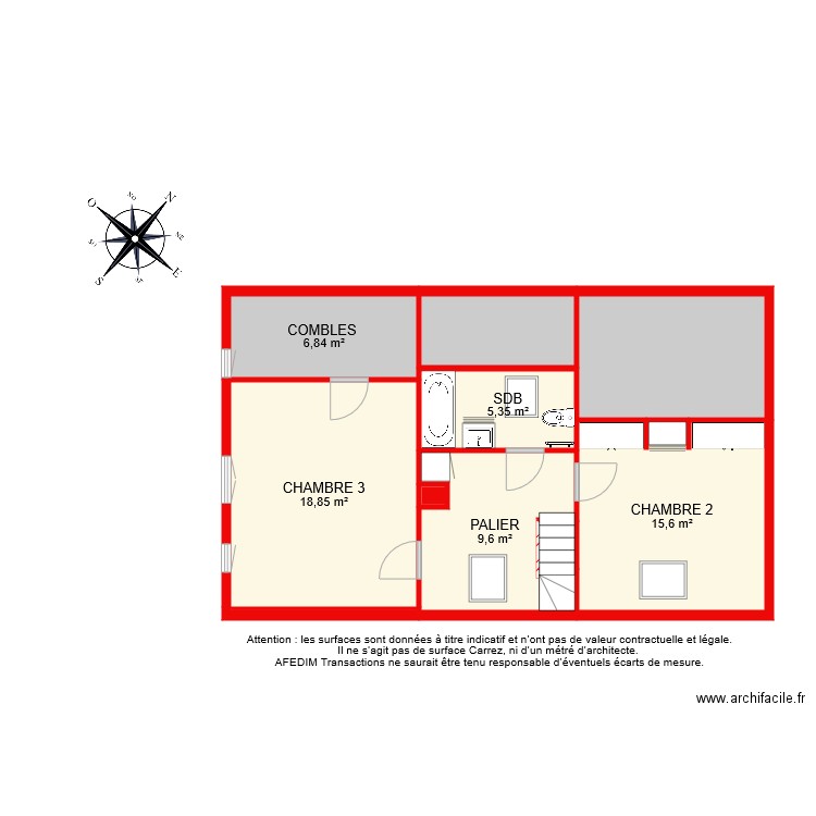 BI 8183 ETAGE . Plan de 10 pièces et 72 m2