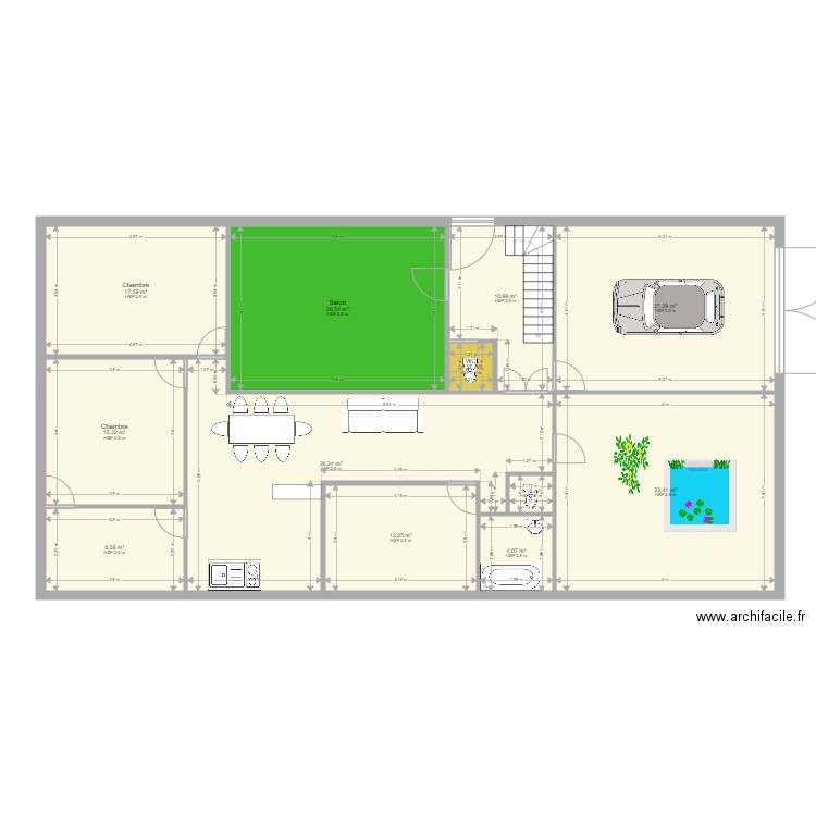 dar. Plan de 12 pièces et 194 m2