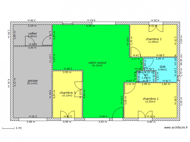 plan de maison 12m sur 8m