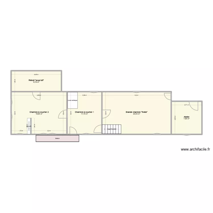 Hauteville Etage. Plan de 5 et 70 m² Hauteville Etage. Plan de 5 et 70 m²
