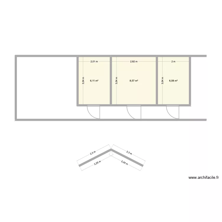 plan b&acirc;timent. Plan de 3  et 21 m²