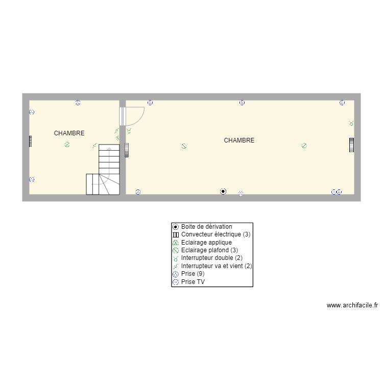 BASTIEN RECOURT ETAGE. Plan de 2 pièces et 46 m2