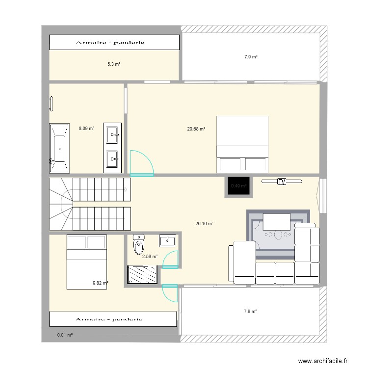 Grenier. Plan de 0 pièce et 0 m2