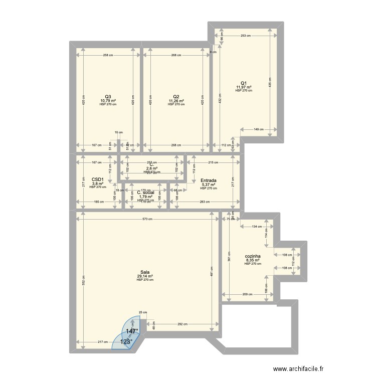 filipe leitao. Plan de 9 pièces et 85 m2