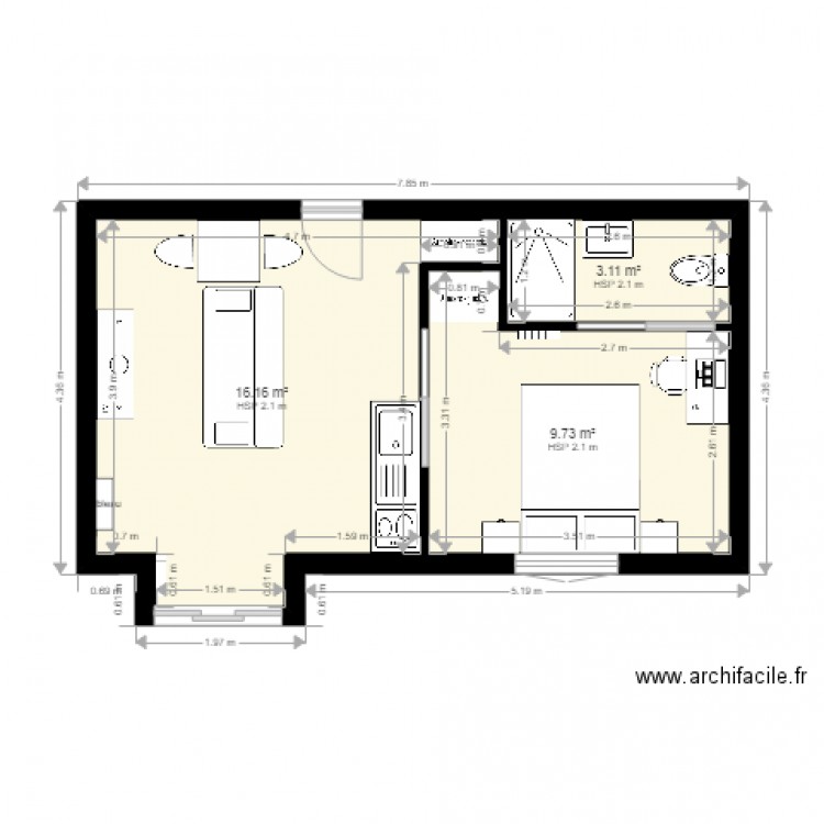 studio reims. Plan de 0 pièce et 0 m2