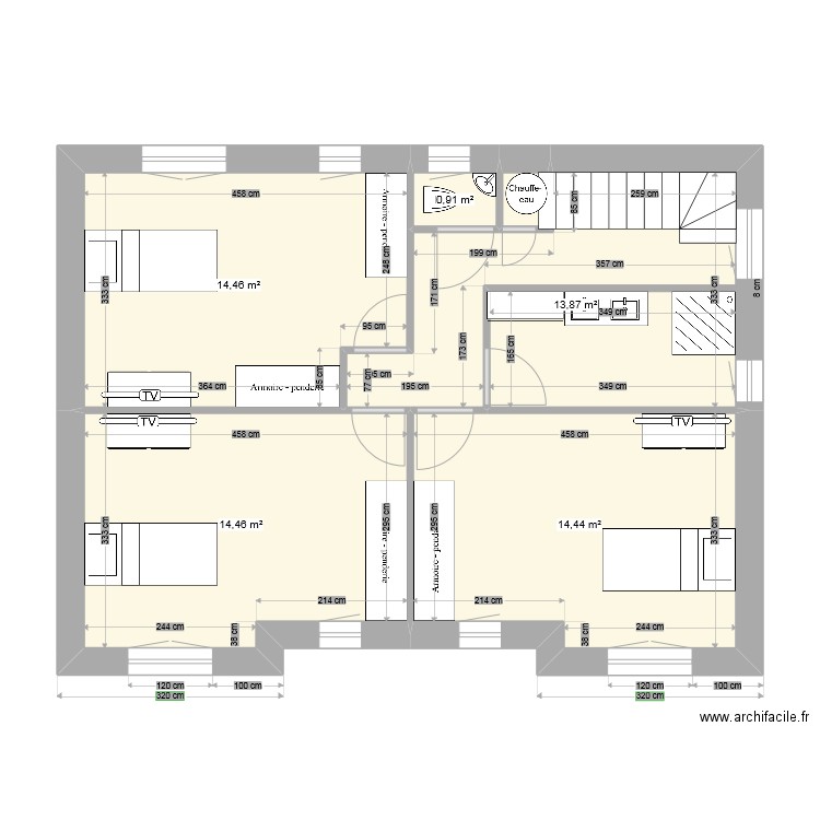 lefebvre etage. Plan de 6 pièces et 59 m2