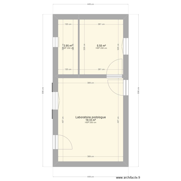 Dépendance après travaux et agrandissement. Plan de 3 pièces et 32 m2