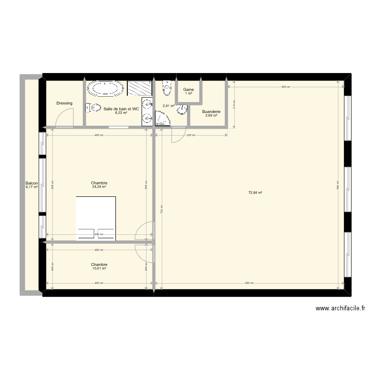 Plan-Wafa. Plan de 9 pièces et 129 m2