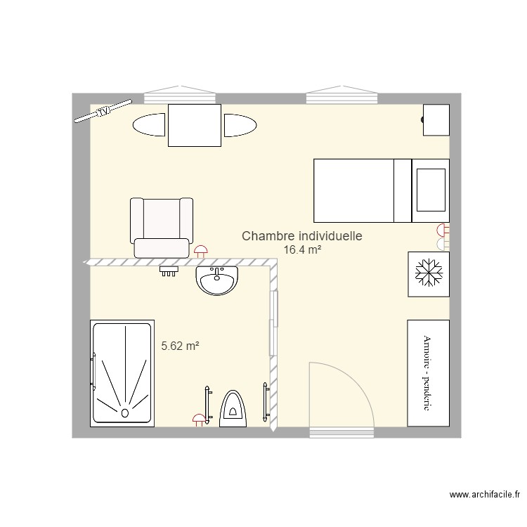 MRPA chambre seule. Plan de 0 pièce et 0 m2