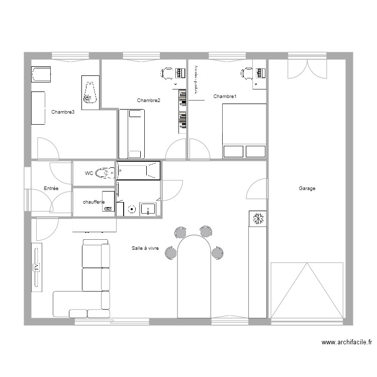 maison en cours. Plan de 8 pièces et 103 m2