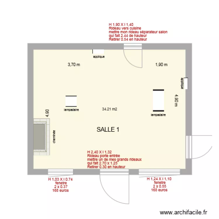 la couette salle 1. Plan de 