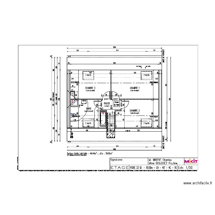 BREFFIE ETAGE PLOMBERIE. Plan de 0 pièce et 0 m2