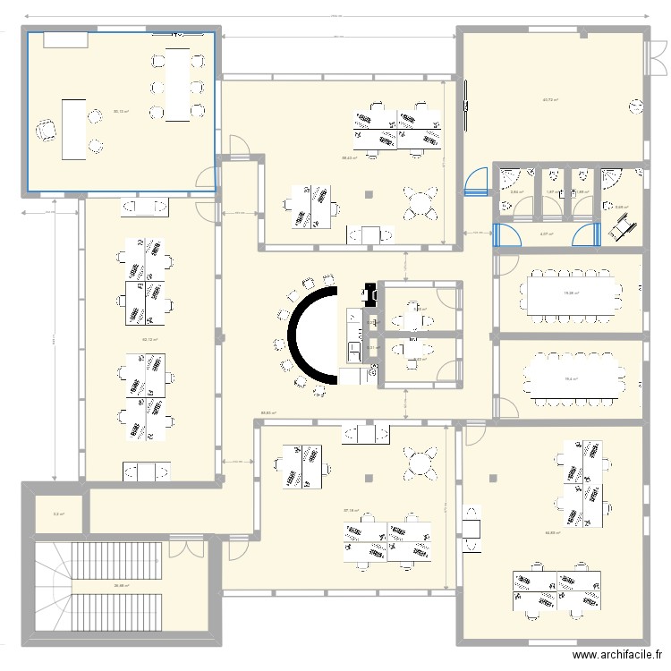 BUREAUX ANCONE V4. Plan de 20 pièces et 569 m2