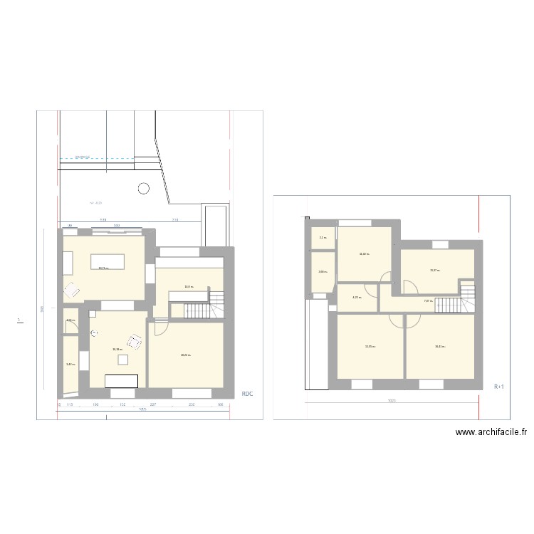 buand. Plan de 14 pièces et 146 m2