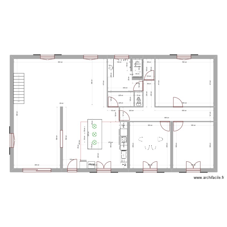 ilot. Plan de 8 pièces et 156 m2