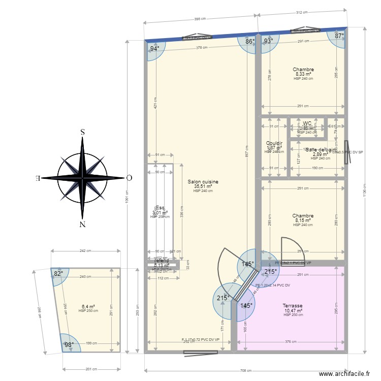 Delfie. Plan de 16 pièces et 144 m2