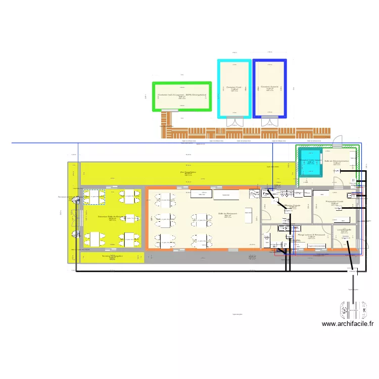 Restaurant Cuisine extension. Plan de Restaurant Cuisine extension. Plan de