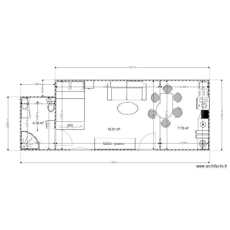  chalet Lidia. Plan de 3 pièces et 29 m2