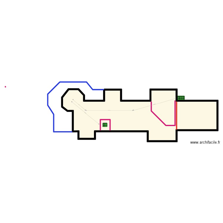 D2 Schéma explicatif. Plan de 1 pièce et 174 m2