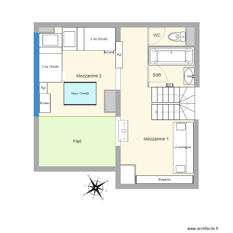 Etage. Plan de 0 pièce et 0 m2