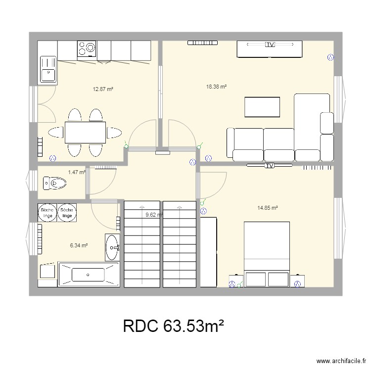 Maison rdc CUISINE 2. Plan de 0 pièce et 0 m2