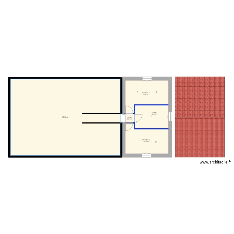 extension. Plan de 0 pièce et 0 m2