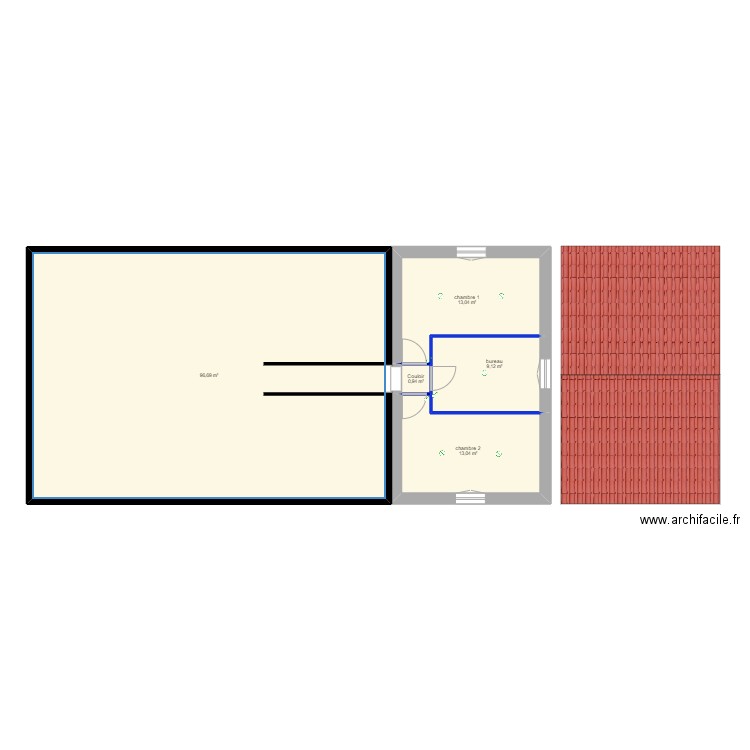 extension. Plan de 5 pièces et 133 m2