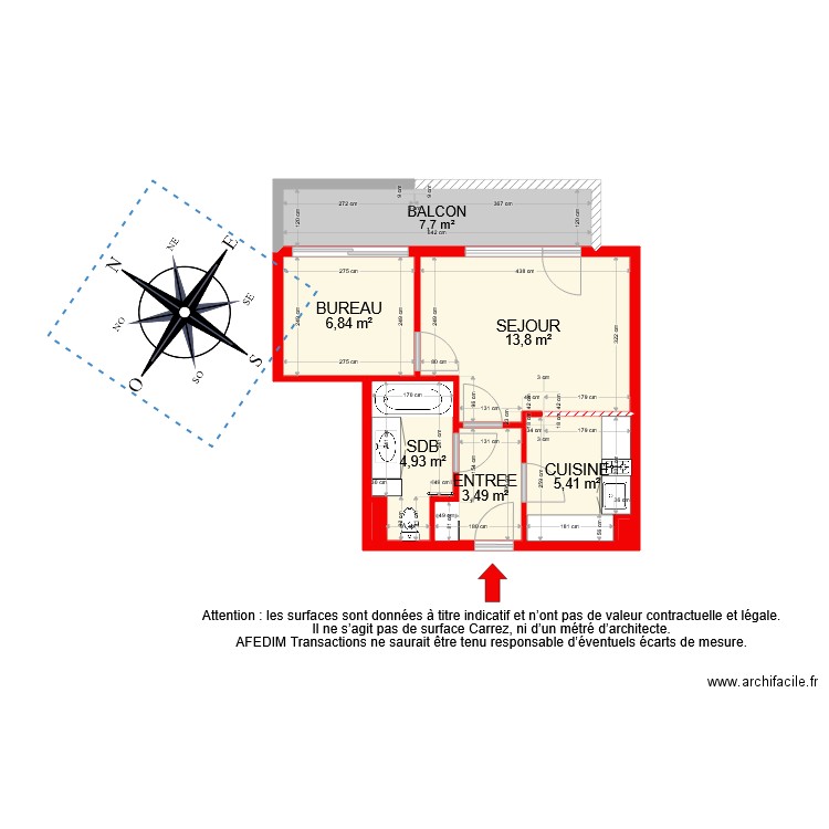 BI 6877. Plan de 8 pièces et 42 m2