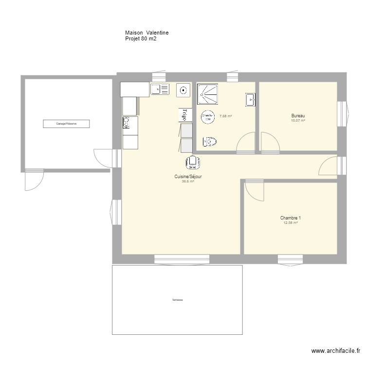 Projet plan avec meubles pour devis. Plan de 0 pièce et 0 m2