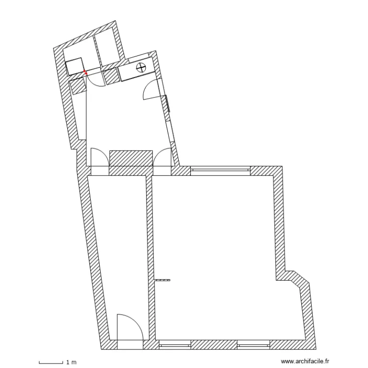 entree salon cuisine et sdb. Plan de 