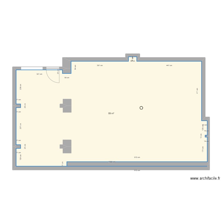 BASE Montreuil. Plan de 1 pièce et 89 m2