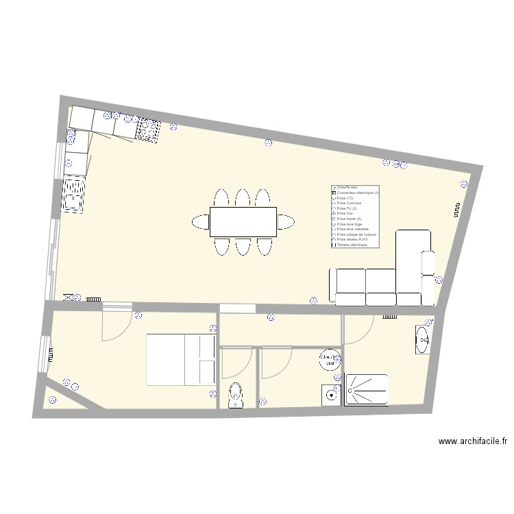 seb app1 prise elec. Plan de 6 pièces et 72 m2