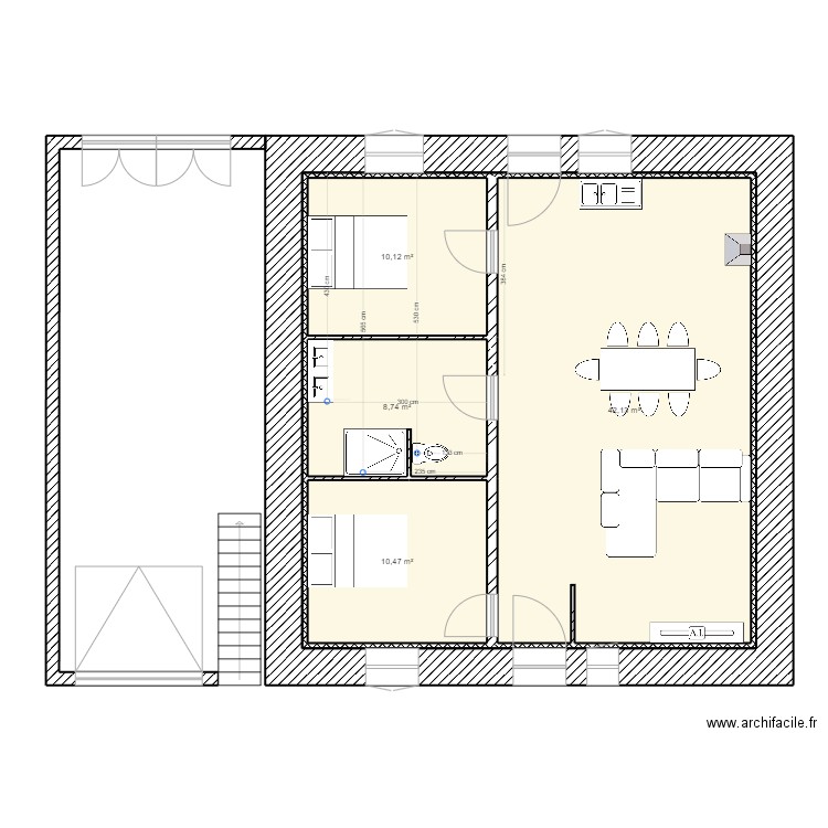 maison Revel location évacuation usée réel. Plan de 4 pièces et 71 m2