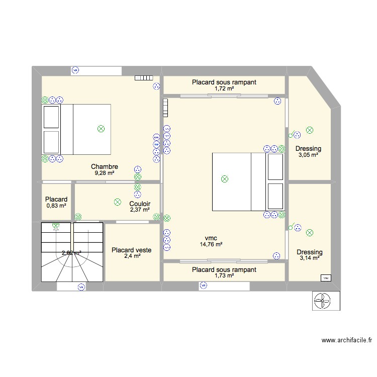 2eme. Plan de 10 pièces et 42 m2