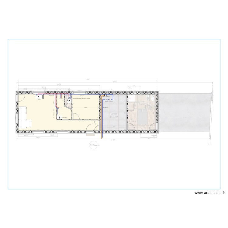 logement sud plomberie. Plan de 0 pièce et 0 m2