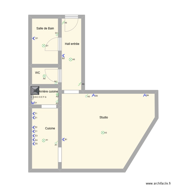 Annick. Plan de 6 pièces et 42 m2