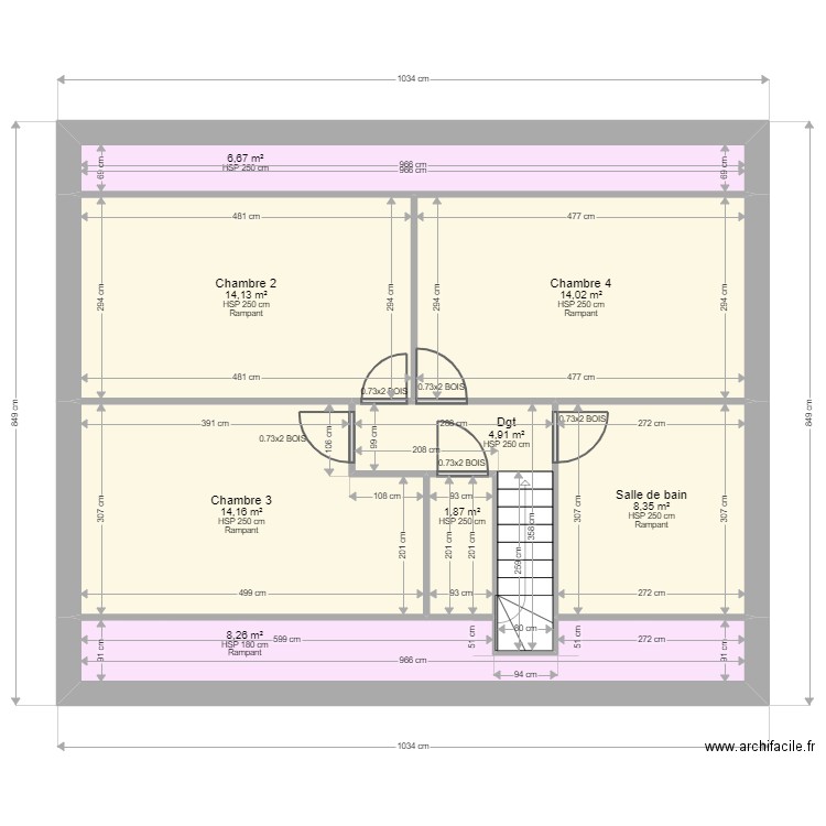 R+1 THOMAS. Plan de 8 pièces et 72 m2