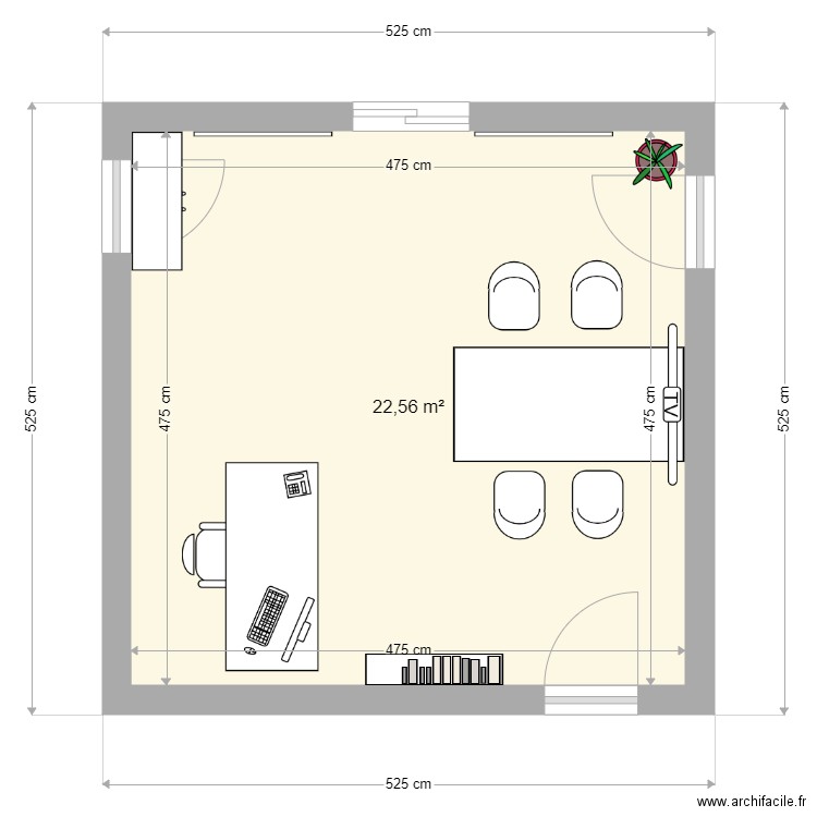 bureau LP Ar2C 1. Plan de 1 pièce et 23 m2