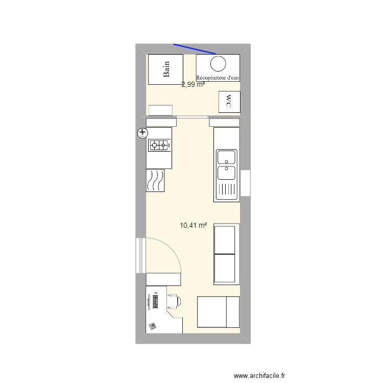 Tiny House de Nathan . Plan de 2 pièces et 13 m2